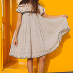 CHECKED A-LINE DRESS, GREY // IVORY - SAAKI
