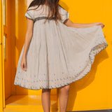 CHECKED A-LINE DRESS, GREY // IVORY - SAAKI