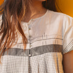 CHECKED A-LINE DRESS, GREY // IVORY - SAAKI