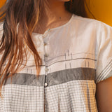 CHECKED A-LINE DRESS, GREY // IVORY - SAAKI
