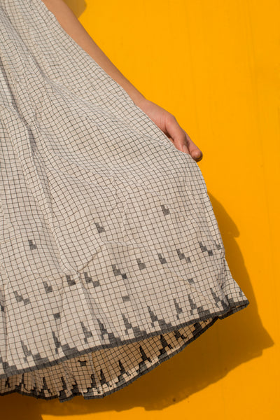 CHECKED A-LINE DRESS, GREY // IVORY - SAAKI