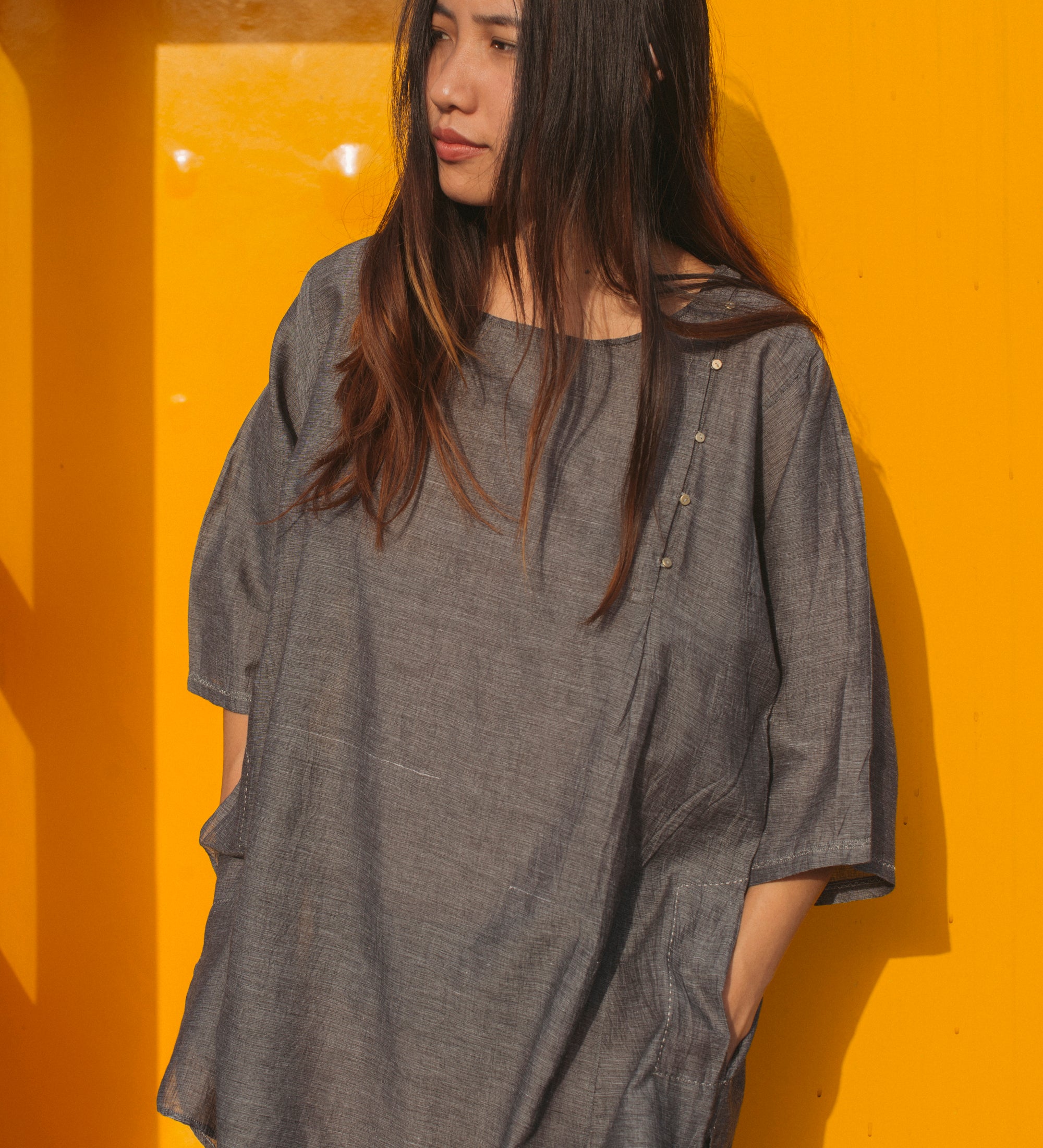 KIMONO SHIRT, GREY - SAAKI