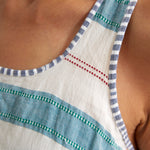 STRIPE STITCH TANK TOP, GREEN // WHITE - SAAKI