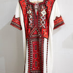 VINTAGE EMBROIDERY DRESS SHORT, IVORY/RED SILK - SAAKI