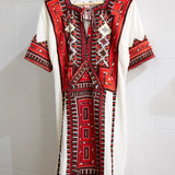 VINTAGE EMBROIDERY DRESS SHORT, IVORY/RED SILK - SAAKI