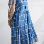 CHECK POLKADOT SLEEVE SHIRT DRESS, BLUE/ECRU/GREY - SAAKI