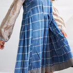CHECK POLKADOT SLEEVE SHIRT DRESS, BLUE/ECRU/GREY - SAAKI
