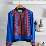 VINTAGE EMBROIDERY BOMBER JACKET, BLUE // RED SILK - SAAKI