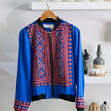 VINTAGE EMBROIDERY BOMBER JACKET, BLUE // RED SILK - SAAKI