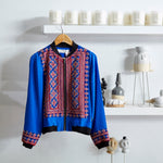 VINTAGE EMBROIDERY BOMBER JACKET, BLUE // RED SILK - SAAKI