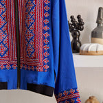 VINTAGE EMBROIDERY BOMBER JACKET, BLUE // RED SILK - SAAKI