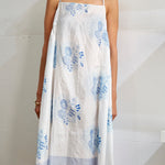 STRAP SILK DRESS, WHITE // BLUE - SAAKI