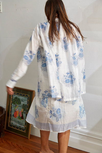 RUFFLE SILK BLOUSE, WHITE // INDIGO BOTANIC - SAAKI