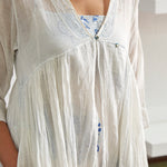 SINGLE BUTTON BLOUSE, WHITE SHEER - SAAKI
