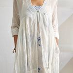 SINGLE BUTTON BLOUSE, WHITE SHEER - SAAKI