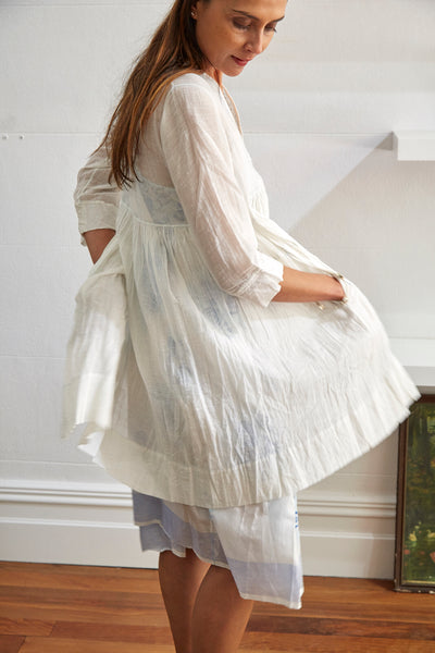 SINGLE BUTTON BLOUSE, WHITE SHEER - SAAKI