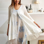 SINGLE BUTTON BLOUSE, WHITE SHEER - SAAKI