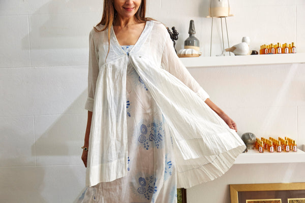 SINGLE BUTTON BLOUSE, WHITE SHEER - SAAKI
