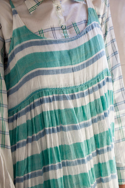 STRIPE MAXI DRESS, GREEN/WHITE - SAAKI