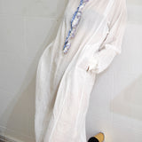 FRONT RUFFLE DRESS, WHITE // BLUE WAFFLE - SAAKI