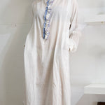 FRONT RUFFLE DRESS, WHITE // BLUE WAFFLE - SAAKI