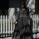 STITCH DRESS, BLACK WOOL - SAAKI
