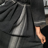 STITCH DRESS, BLACK WOOL - SAAKI