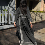 STITCH DRESS, BLACK WOOL - SAAKI