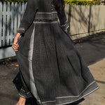 STITCH DRESS, BLACK WOOL - SAAKI