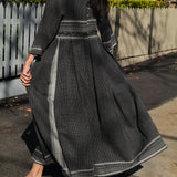 STITCH DRESS, BLACK WOOL - SAAKI