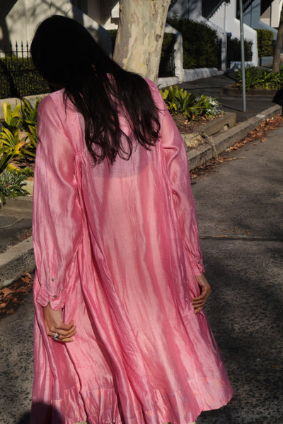 MUSLIN SHIRT DRESS, PINK SILK - SAAKI