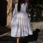 PLEATED BABYDOLL DRESS, WHITE CHECK - SAAKI