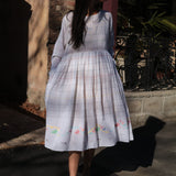PLEATED BABYDOLL DRESS, WHITE CHECK - SAAKI