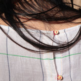 PLEATED BABYDOLL DRESS, WHITE CHECK - SAAKI