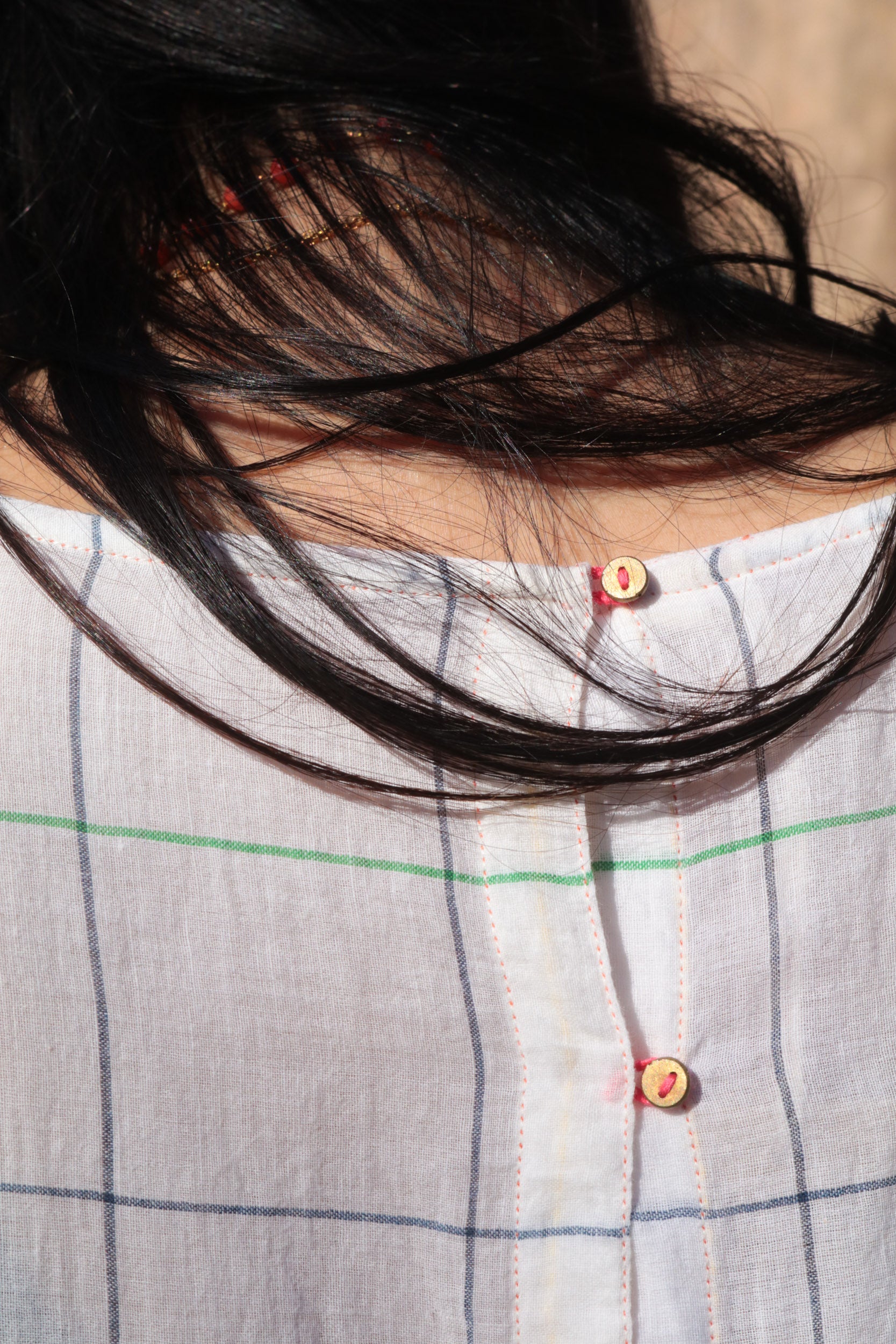 PLEATED BABYDOLL DRESS, WHITE CHECK - SAAKI