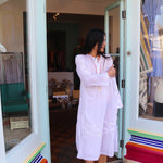 MUSLIN JAMDANI DRESS, WHITE - SAAKI