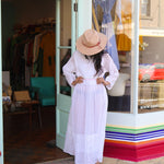 MUSLIN DRESS, WHITE CHIKANKARI - SAAKI