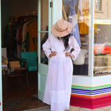 MUSLIN DRESS, WHITE CHIKANKARI - SAAKI