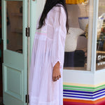 MUSLIN DRESS, WHITE CHIKANKARI - SAAKI