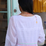 MUSLIN DRESS, WHITE CHIKANKARI - SAAKI