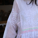 MUSLIN DRESS, WHITE CHIKANKARI - SAAKI
