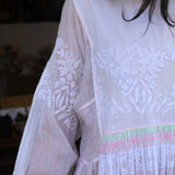 MUSLIN DRESS, WHITE CHIKANKARI - SAAKI