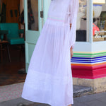 MUSLIN DRESS, WHITE CHIKANKARI - SAAKI