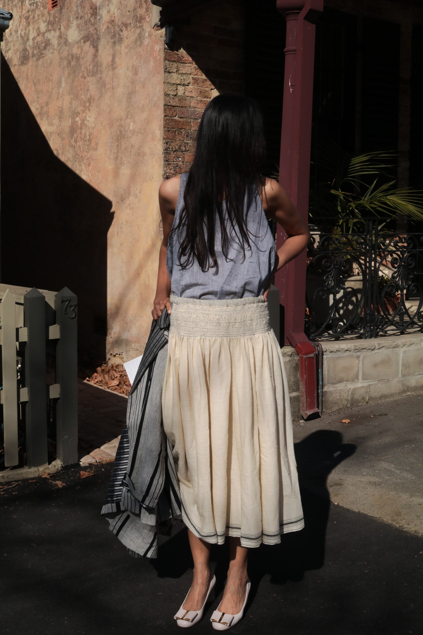 WOOL SKIRT, BEIGE // GREY - SAAKI