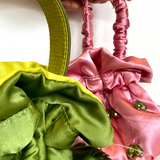 Satin Embellished Bucket Bag - Pink