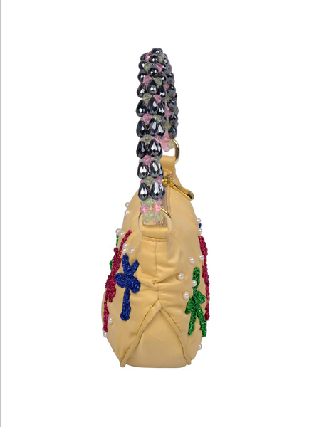 Satin Embellished Shoulder Bag