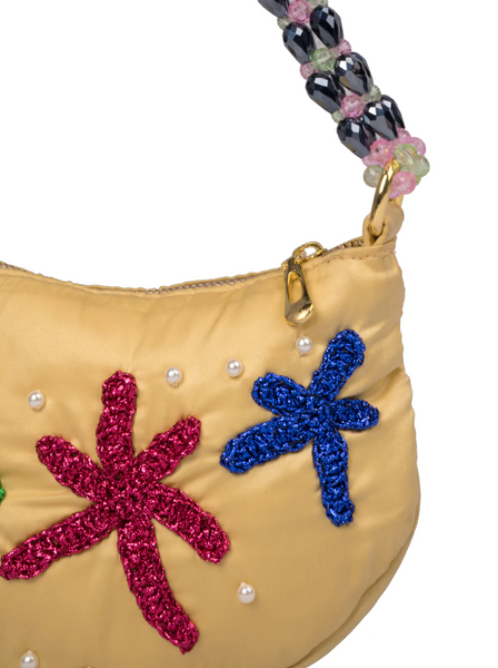Satin Embellished Shoulder Bag