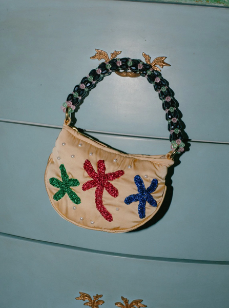 Satin Embellished Shoulder Bag