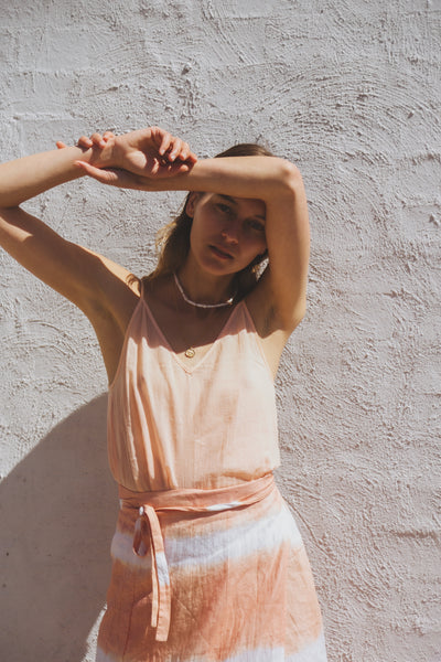 ROSA WRAP SKIRT, LINEN TIE DYE PINK