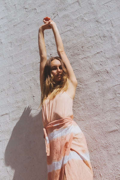 ROSA WRAP SKIRT, LINEN TIE DYE PINK